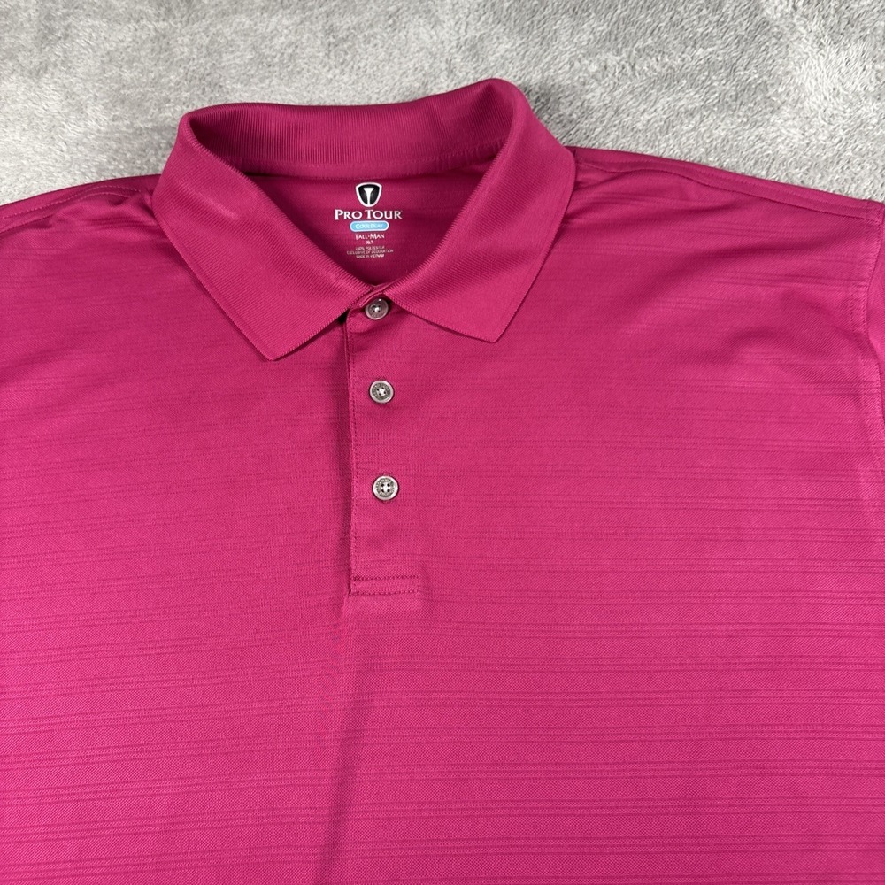 Pro Tour Coolplay Golf Polo Pink Short Sleeve Shirt Stretch Men's Size XLT - Picture 3 of 10